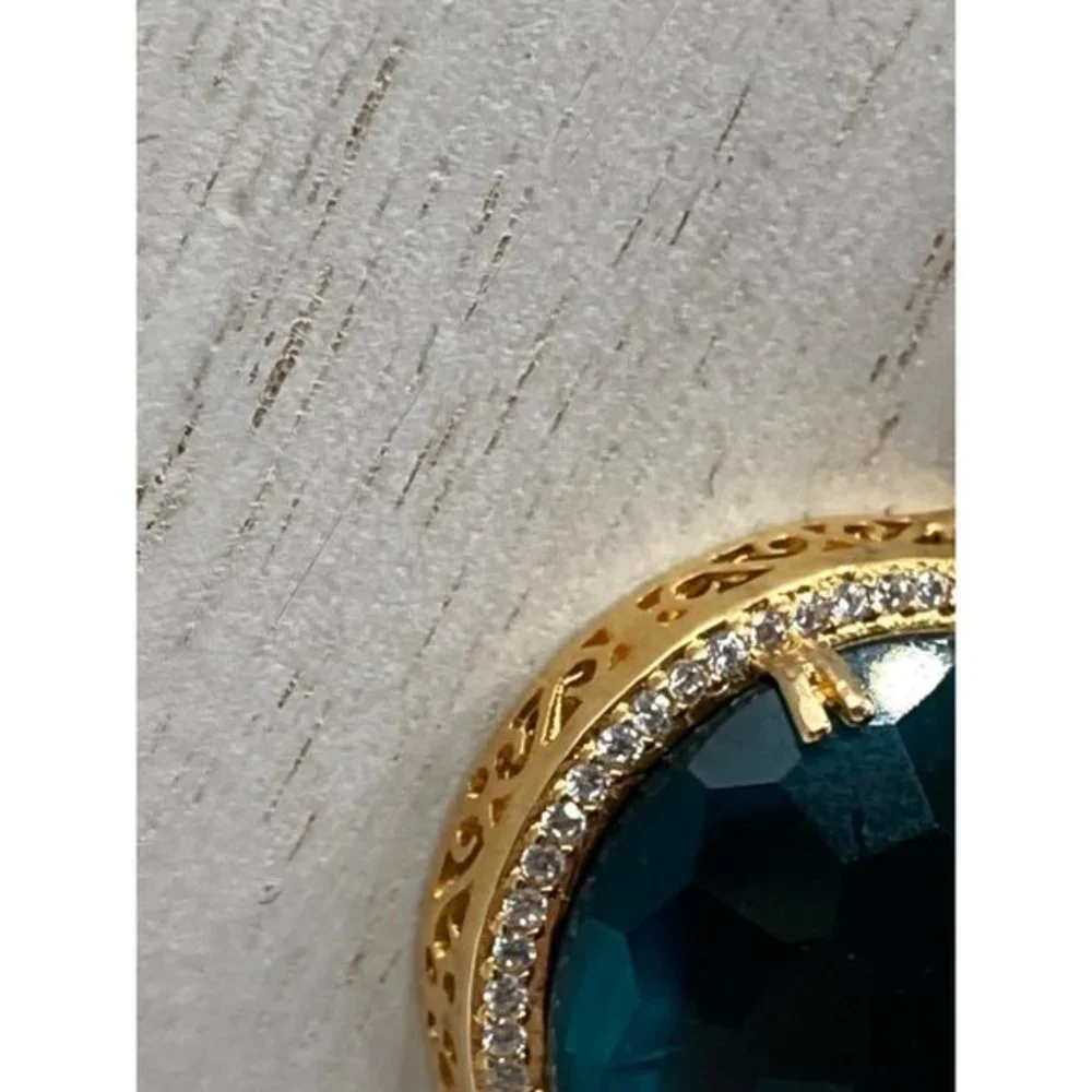Seta 925 Silver Gold Plated CZ stones Aqua Blue Stone 16
